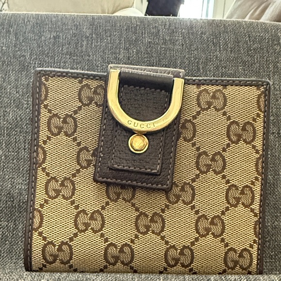 Pre owned Gucci Beige and Dark Brown Monogram Wallet - Picture 1 of 10